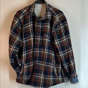 Tailor Vintage Multicolor Plaid flannel lined Shirt Jacket Sz XL